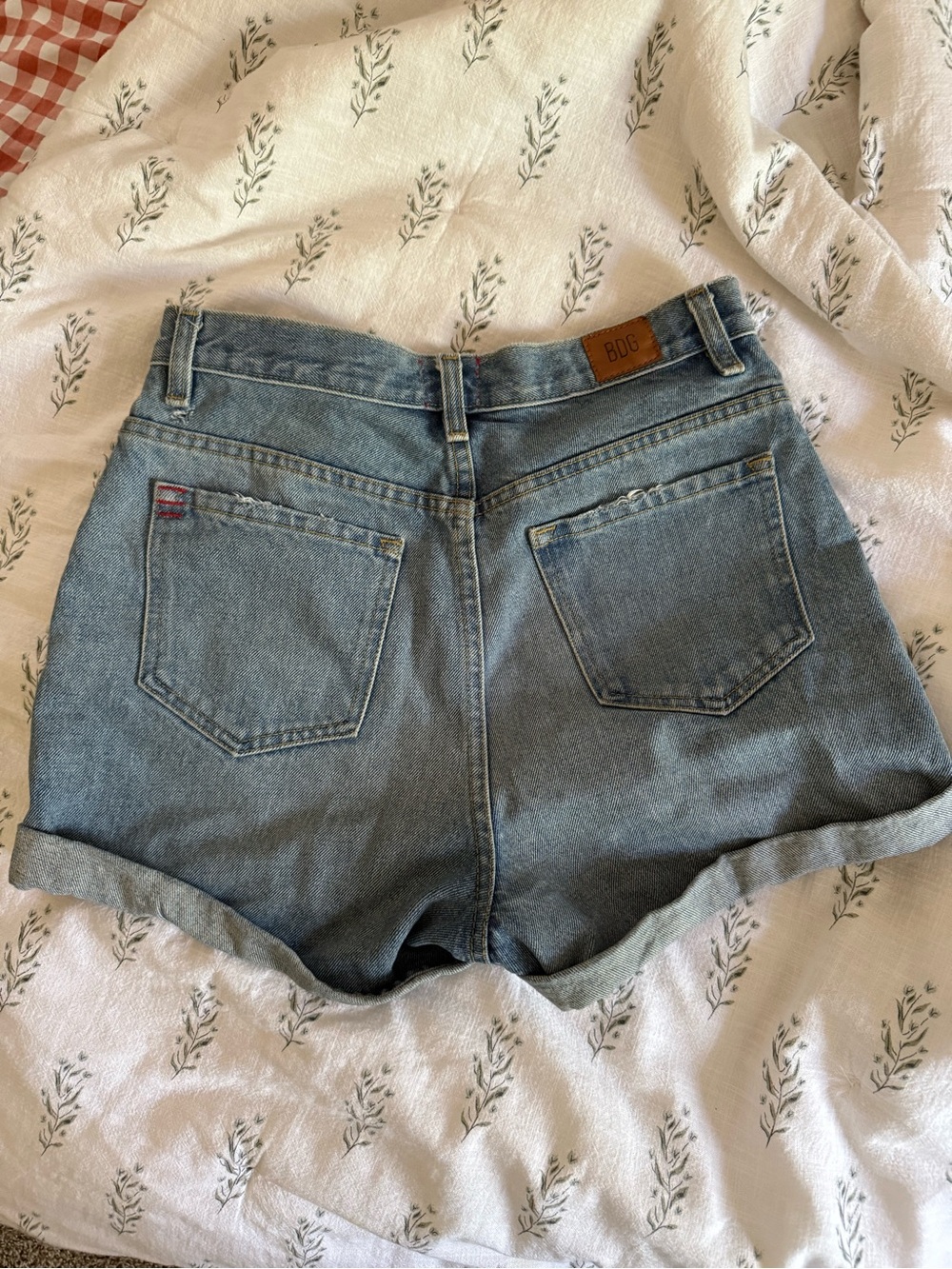 BDG Light Blue High-Waist Rolled Hem Denim Shorts - Picture 3 of 3